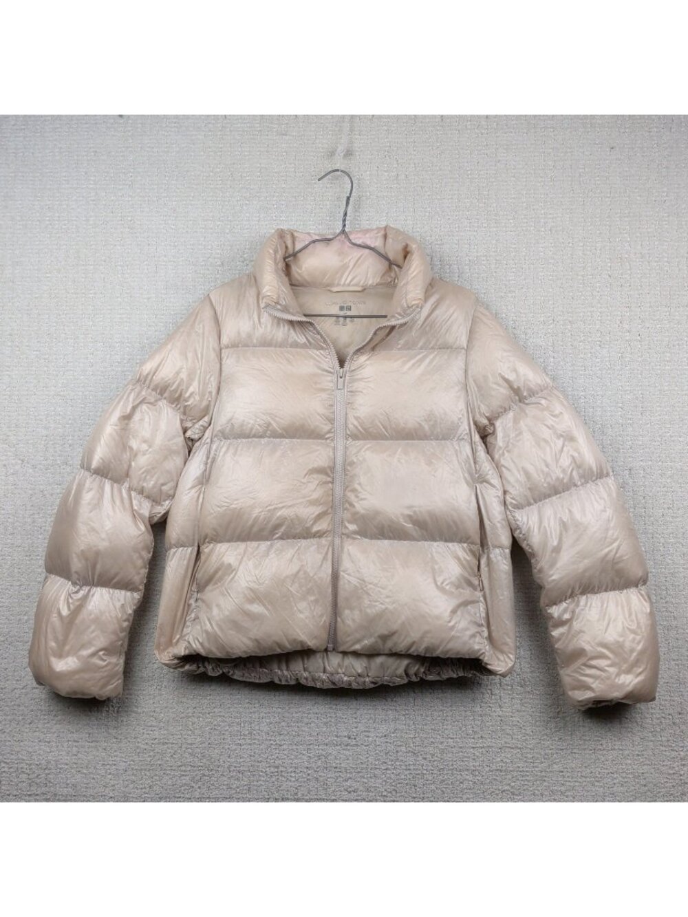 Uniqlo Ultra Light Down Shiny Volume Puffer Jacket Off-White Ivory Full Zip Sz S